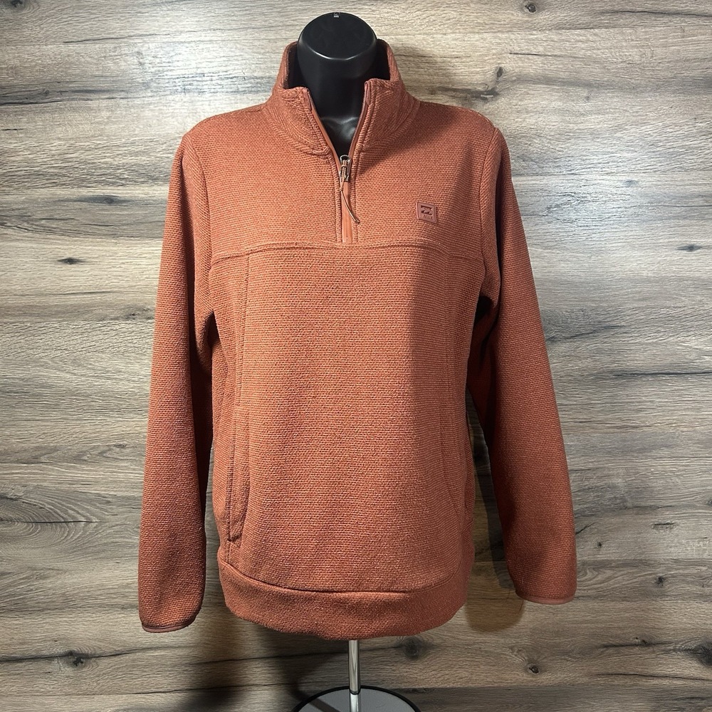 Billabong 1/4 Zip Fleece Pullover Women's‎ Large Sweatshirt Red Orange Rust